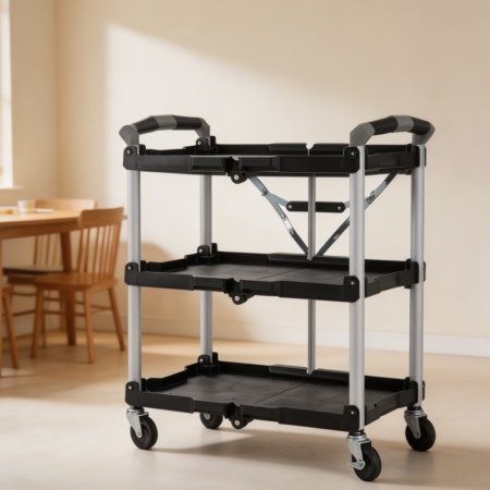 990lb 3-Tier NSF Wire Utility Cart with Handle Liners